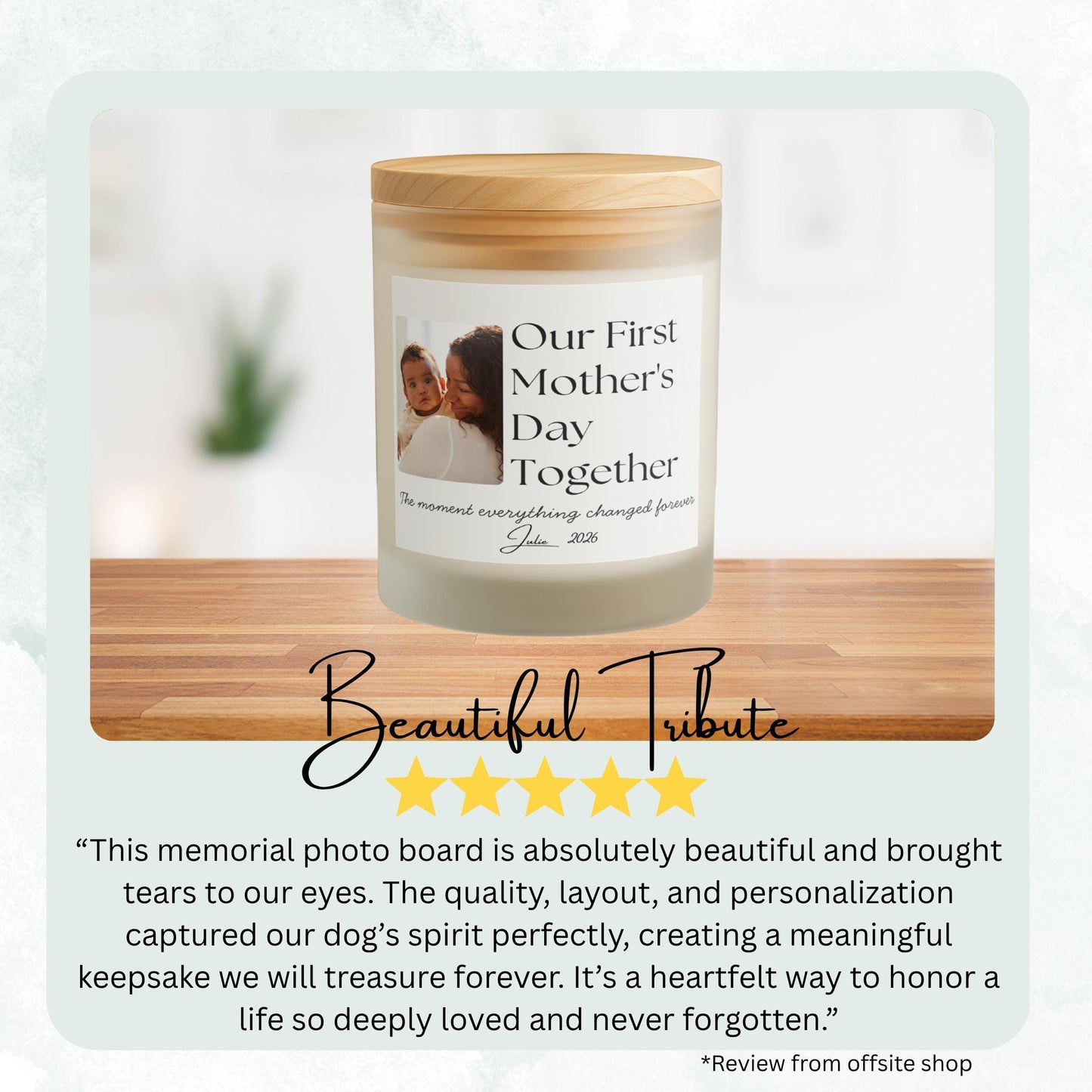 Our First Mother's Day Together Personalized Frosted Candle, Cozy New Mom Keepsake Gift, Custom Frosted Soy Candle, 8 oz