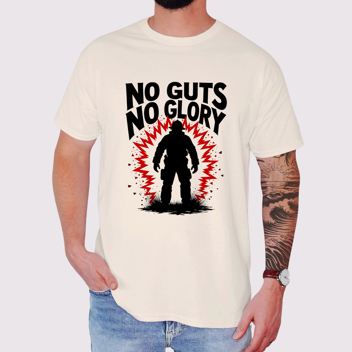 Firefighting "No Guts No Glory" Tee, Motivational Shirt, Fitness Tee, Firefighter Gift, Fireman T-shirt, Bold Graphic