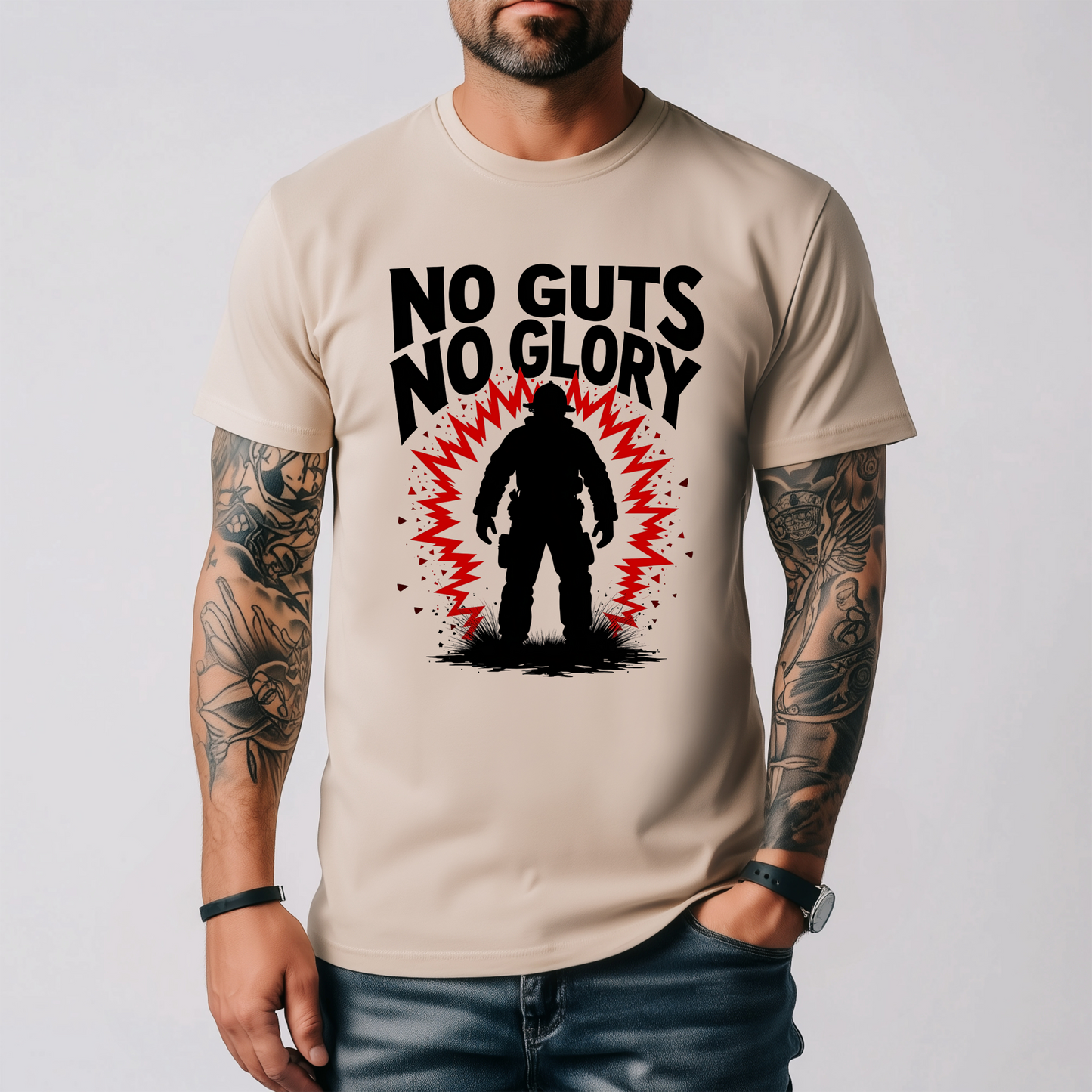Firefighting "No Guts No Glory" Tee, Motivational Shirt, Fitness Tee, Firefighter Gift, Fireman T-shirt, Bold Graphic