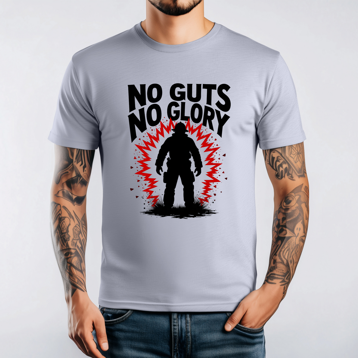 Firefighting "No Guts No Glory" Tee, Motivational Shirt, Fitness Tee, Firefighter Gift, Fireman T-shirt, Bold Graphic