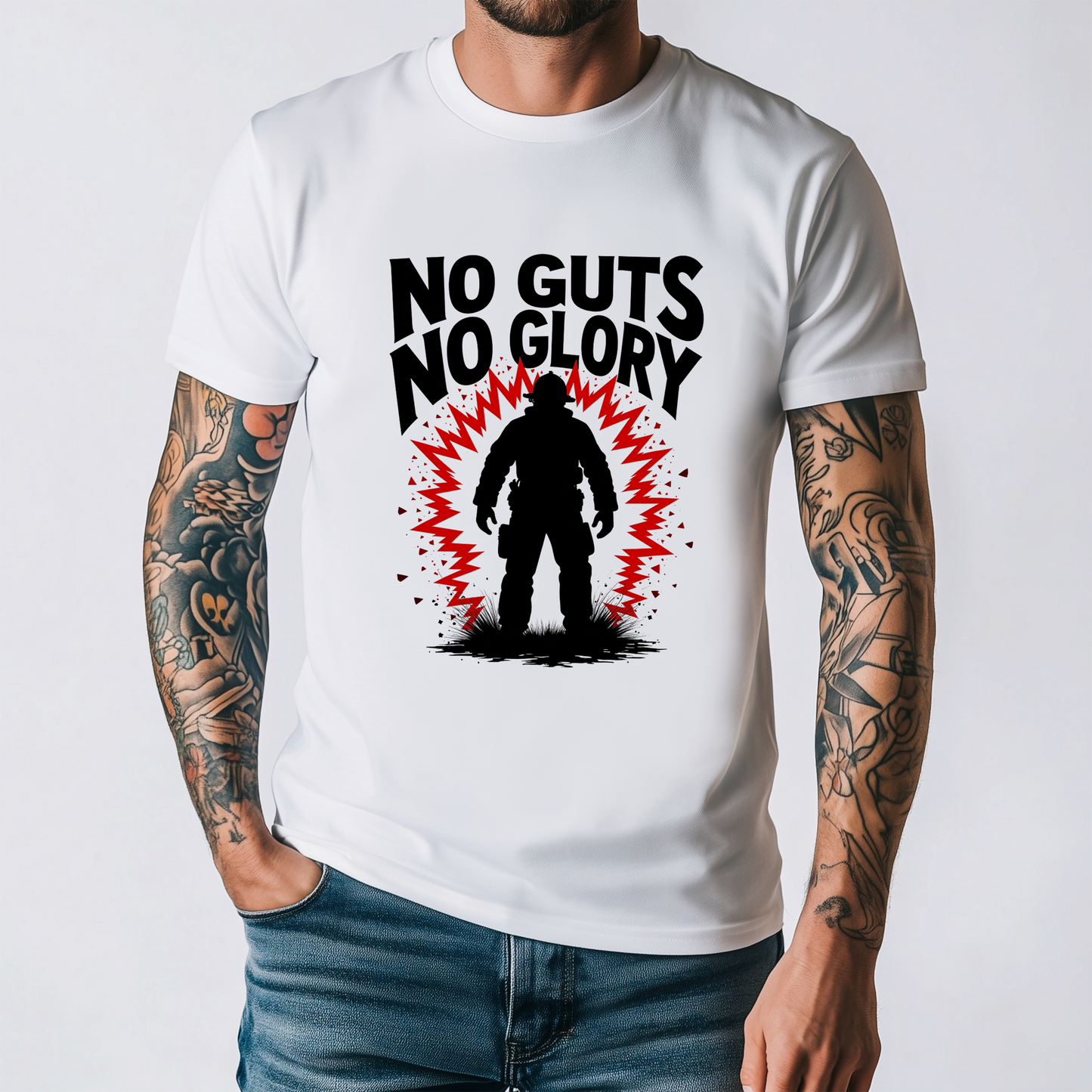 Firefighting "No Guts No Glory" Tee, Motivational Shirt, Fitness Tee, Firefighter Gift, Fireman T-shirt, Bold Graphic