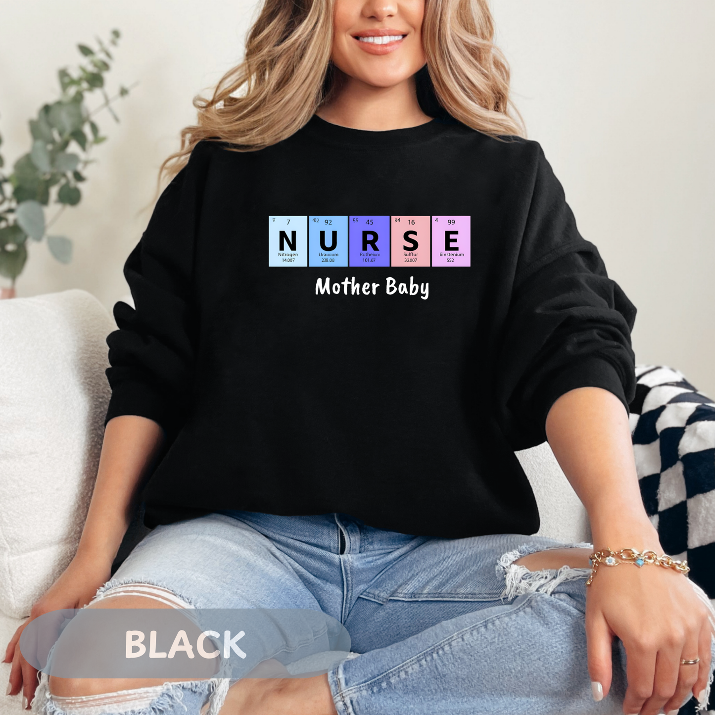 Postpartum Nurse Sweatshirt, Periodic Table Elements Sweater, RN Sweatshirt, Postpartum RN, Maternity Nurse Gift