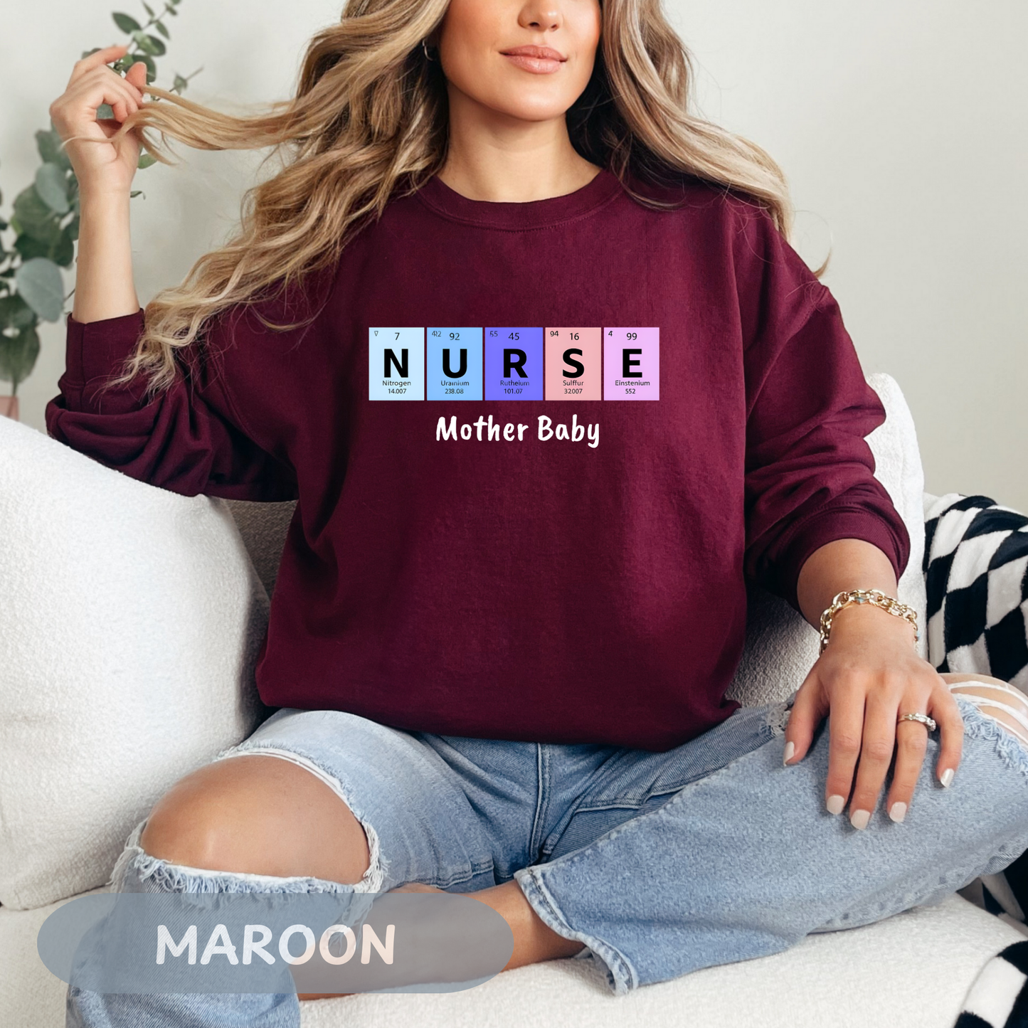Postpartum Nurse Sweatshirt, Periodic Table Elements Sweater, RN Sweatshirt, Postpartum RN, Maternity Nurse Gift