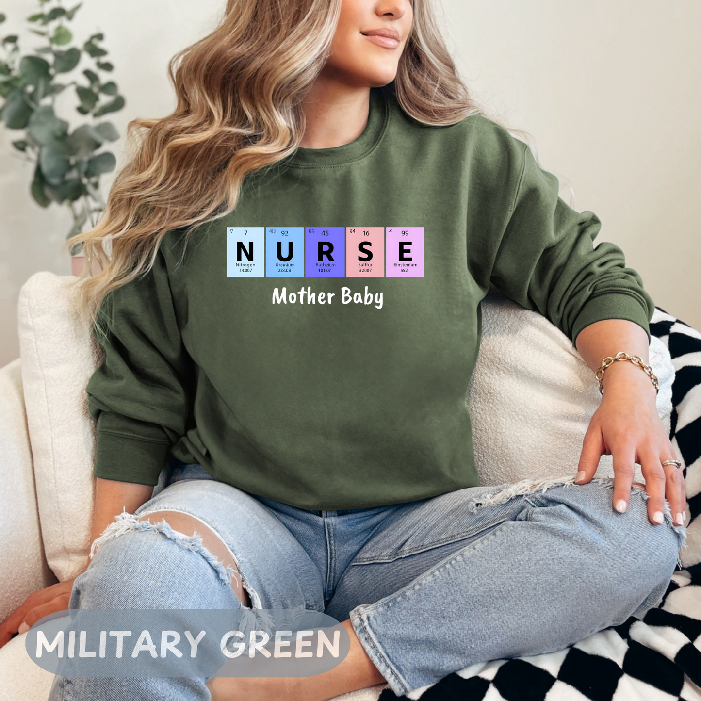 Postpartum Nurse Sweatshirt, Periodic Table Elements Sweater, RN Sweatshirt, Postpartum RN, Maternity Nurse Gift