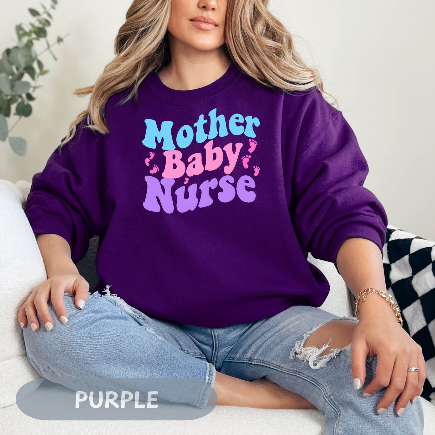 Postpartum Nurse Sweatshirt, Retro MBU Crew Neck, Mother Baby Unit Sweater, Maternity Nurse, RN Postpartum Apparel