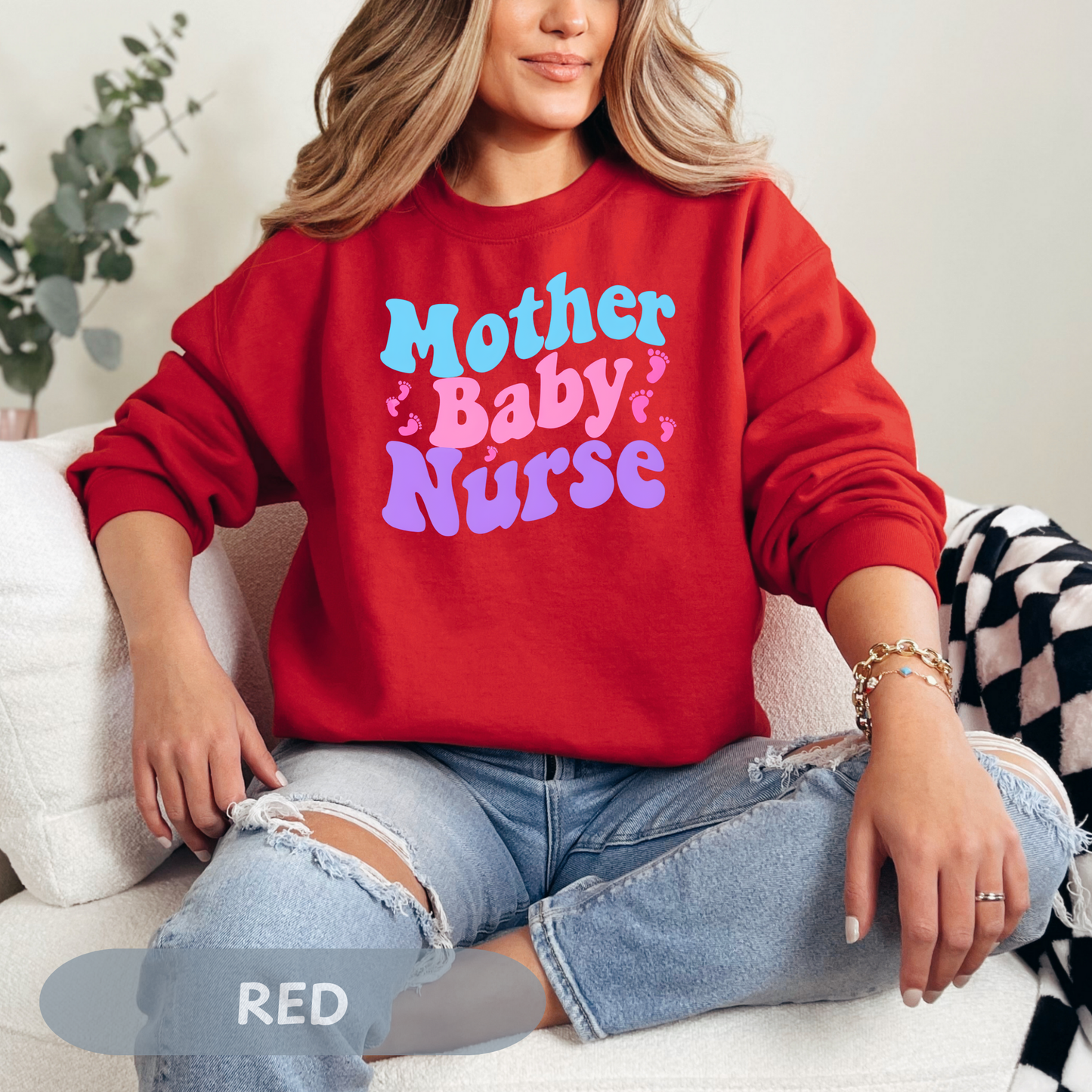 Postpartum Nurse Sweatshirt, Retro MBU Crew Neck, Mother Baby Unit Sweater, Maternity Nurse, RN Postpartum Apparel