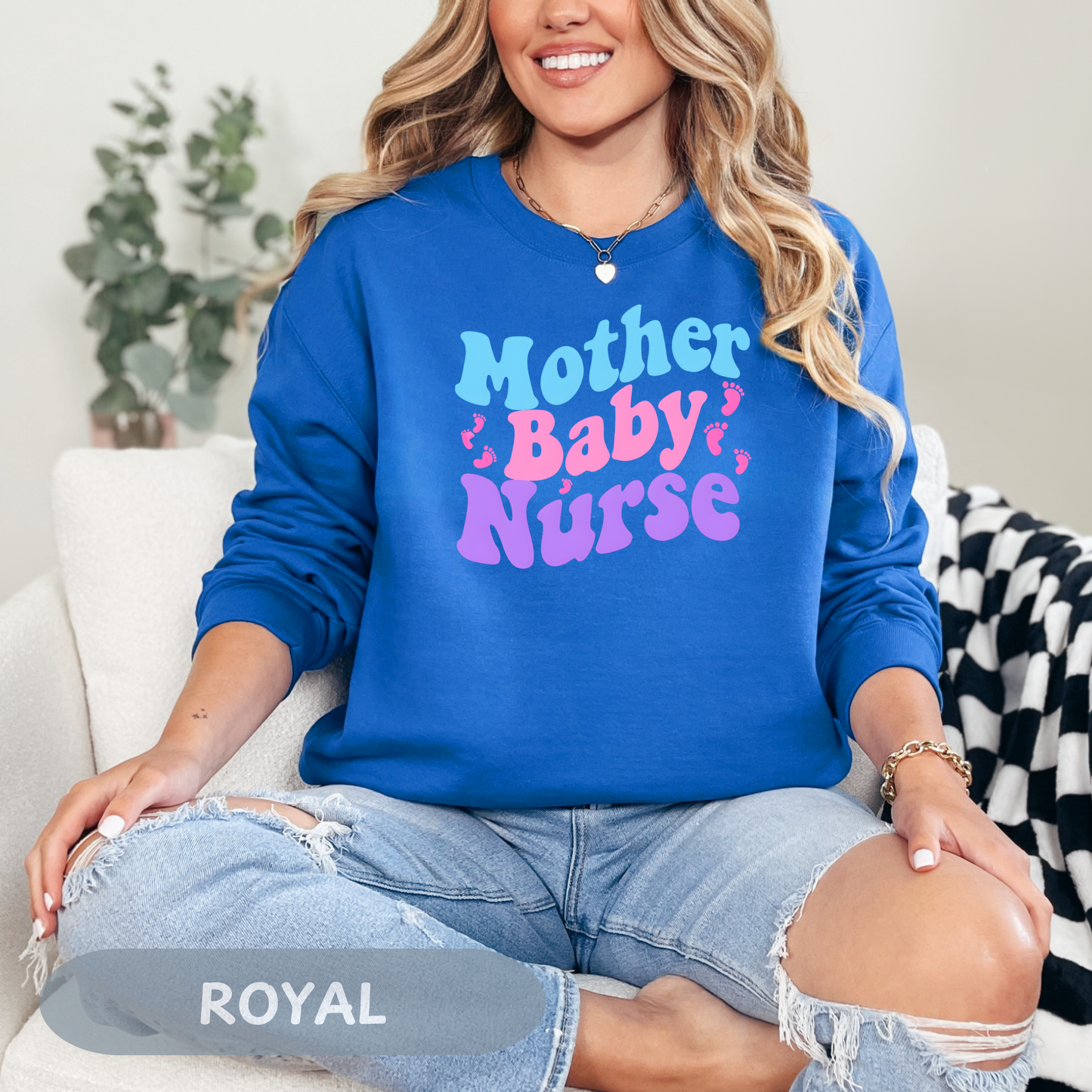 Postpartum Nurse Sweatshirt, Retro MBU Crew Neck, Mother Baby Unit Sweater, Maternity Nurse, RN Postpartum Apparel