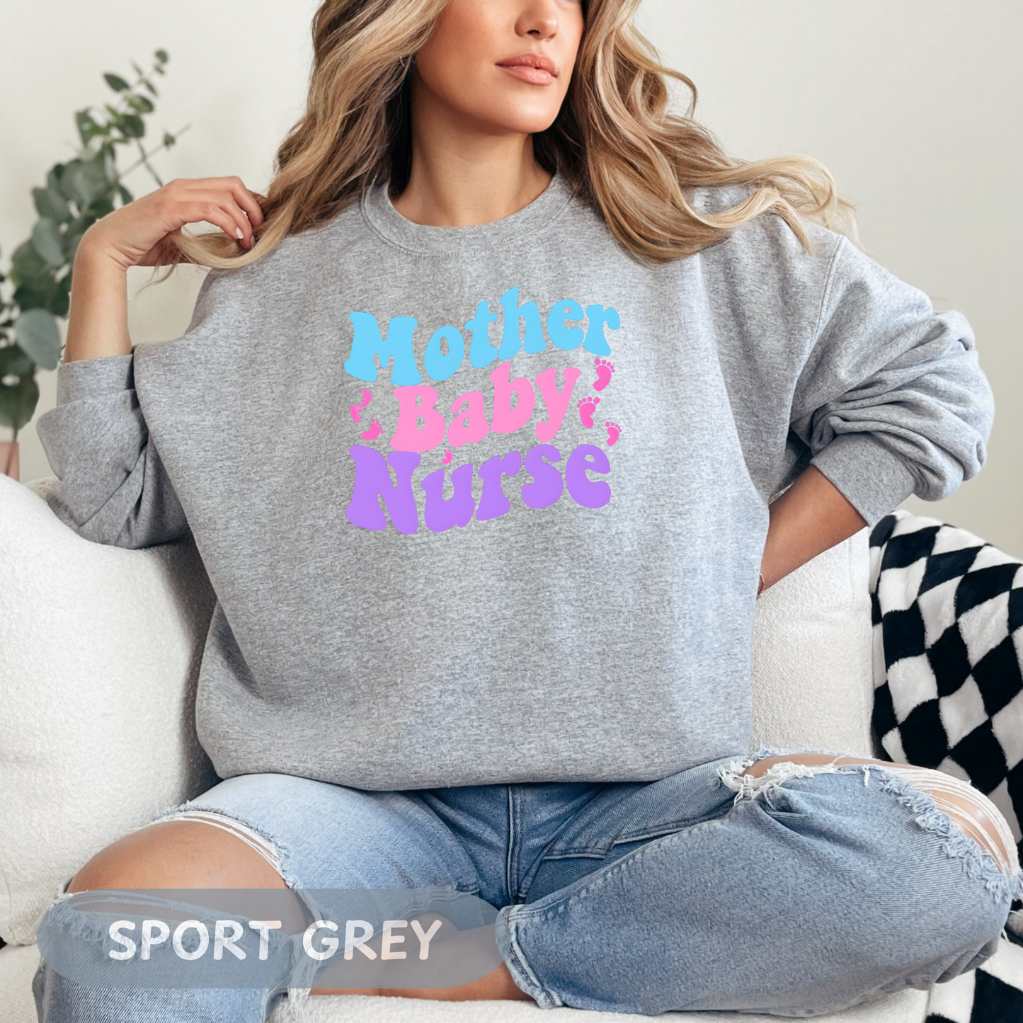 Postpartum Nurse Sweatshirt, Retro MBU Crew Neck, Mother Baby Unit Sweater, Maternity Nurse, RN Postpartum Apparel