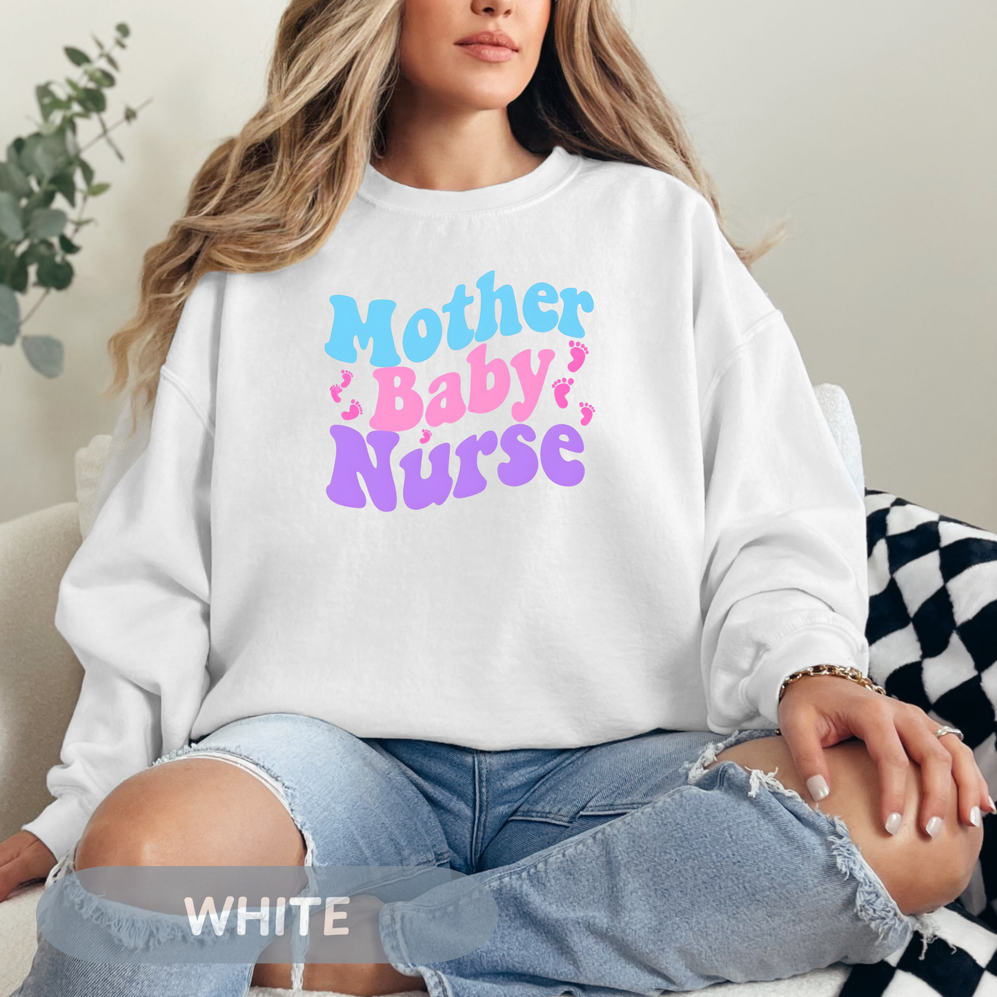 Postpartum Nurse Sweatshirt, Retro MBU Crew Neck, Mother Baby Unit Sweater, Maternity Nurse, RN Postpartum Apparel