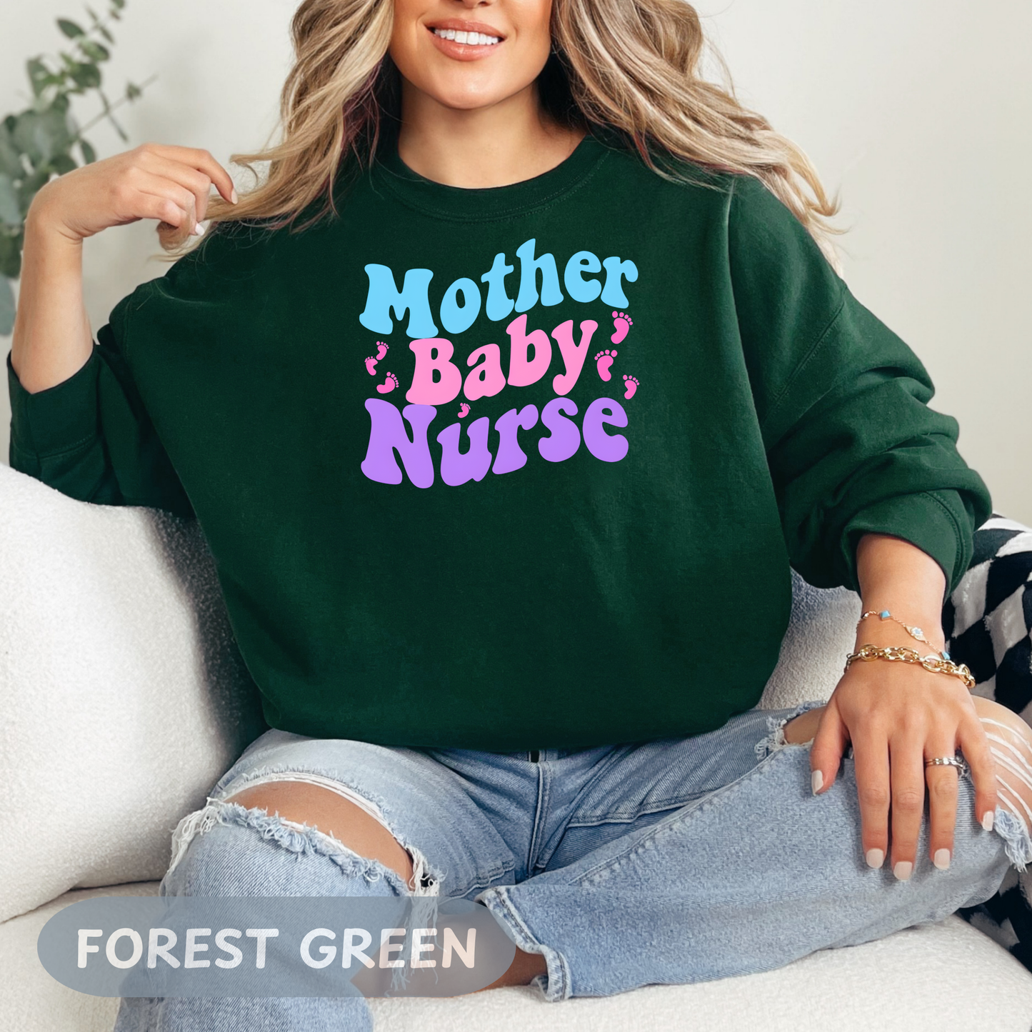 Postpartum Nurse Sweatshirt, Retro MBU Crew Neck, Mother Baby Unit Sweater, Maternity Nurse, RN Postpartum Apparel