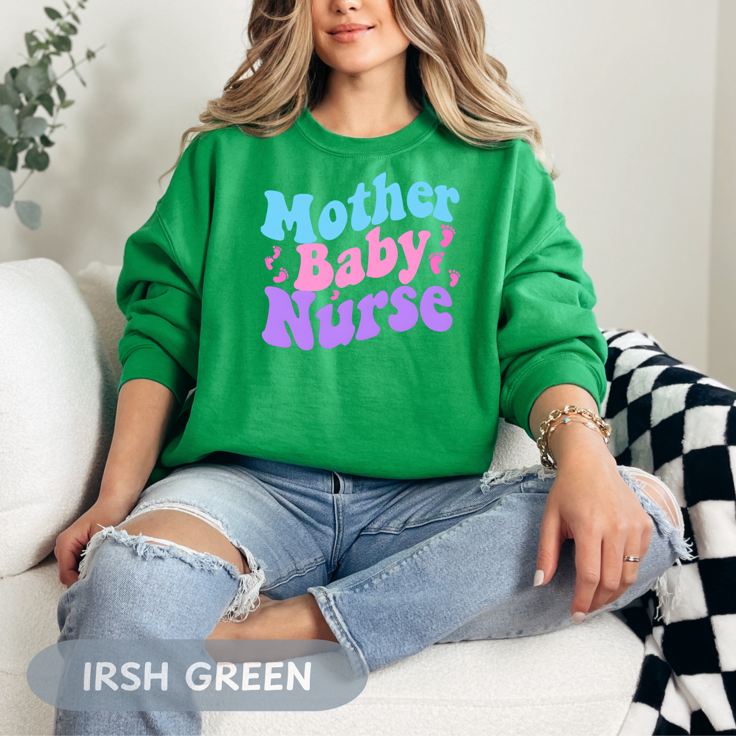 Postpartum Nurse Sweatshirt, Retro MBU Crew Neck, Mother Baby Unit Sweater, Maternity Nurse, RN Postpartum Apparel