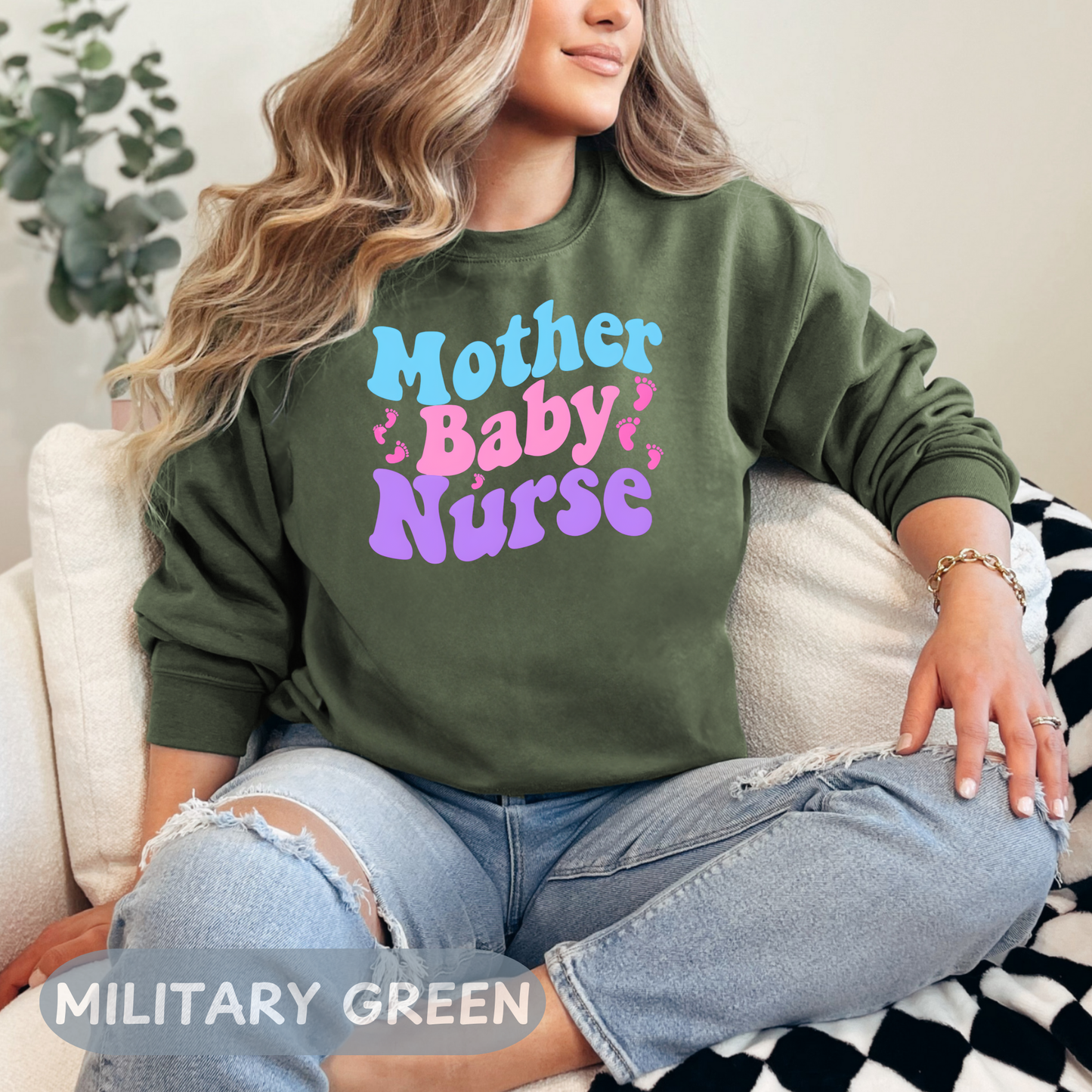 Postpartum Nurse Sweatshirt, Retro MBU Crew Neck, Mother Baby Unit Sweater, Maternity Nurse, RN Postpartum Apparel