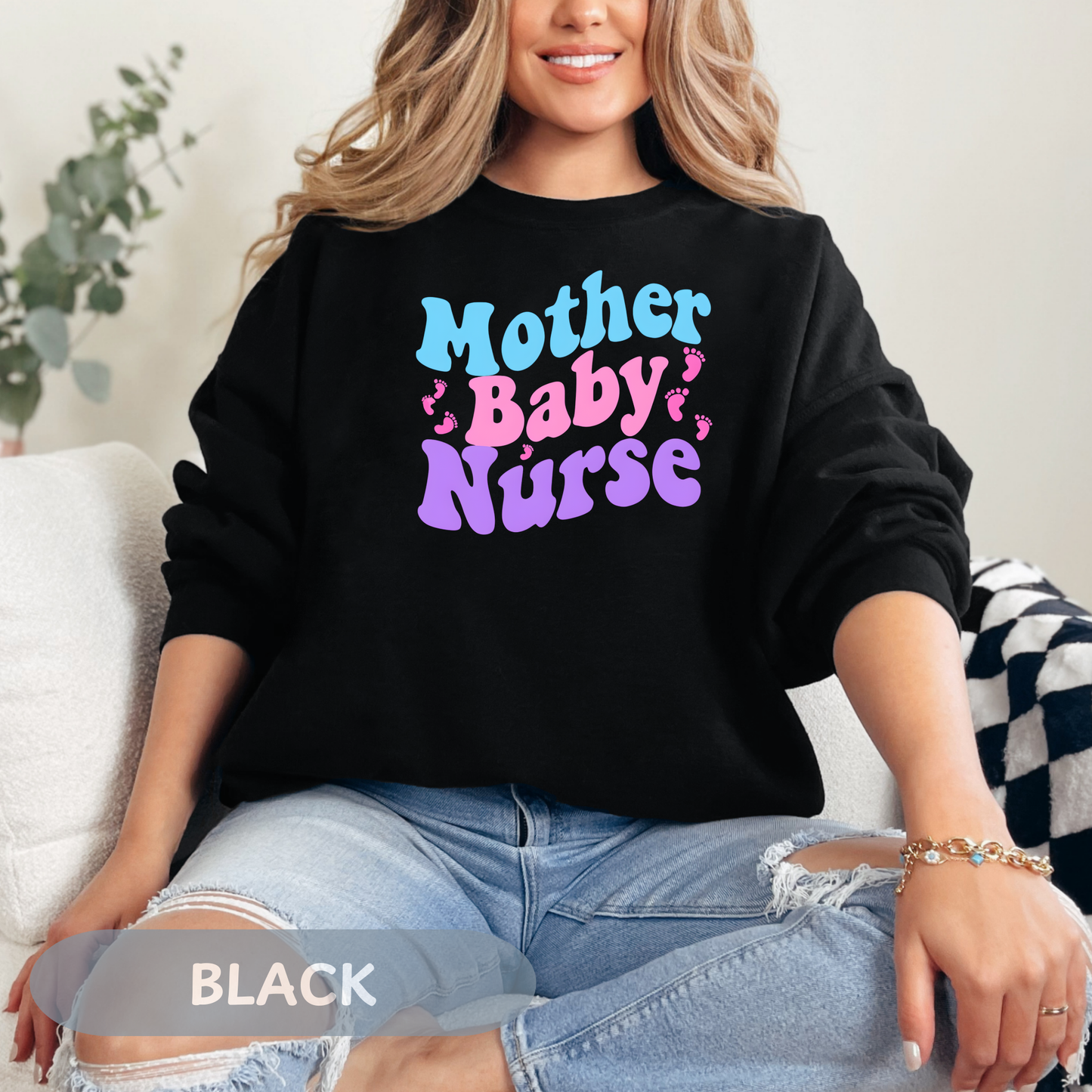 Postpartum Nurse Sweatshirt, Retro MBU Crew Neck, Mother Baby Unit Sweater, Maternity Nurse, RN Postpartum Apparel