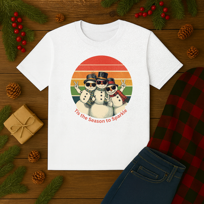 Vintage Snowman T-shirt, 'Tis the Season to Sparkle Shirt, Snowman Apparel, Funny Snowman, Cute Snowman Gift, Snowman Lover Gift, Snowman Gift for Her