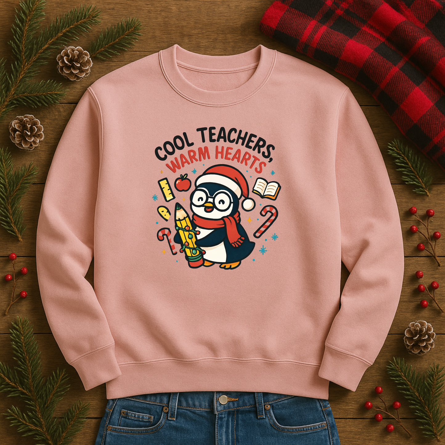 Cool Teachers Warm Hearts Tee, Penguin Lover Shirt, Christmas Penguin, Teacher Holiday Gift, 2nd Grade Teacher