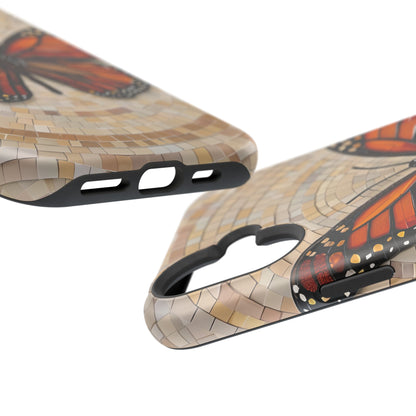 Monarch Butterfly Mosaic iPhone Case, Orange Butterfly Case, Artistic Phone Cover, Trendy iPhone Case, Wireless Charging Cover