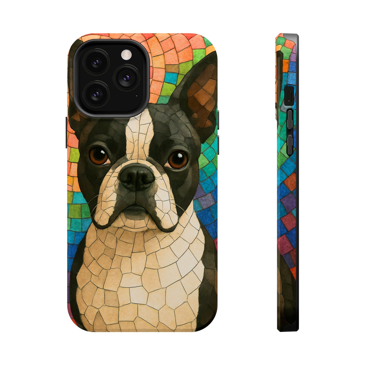 Boston Terrier Mosaic Phone Case, Boston Terrier Dog, Dog Phone Case, iPhone Dog Case, Dog Lover, Gift for Dog Lovers