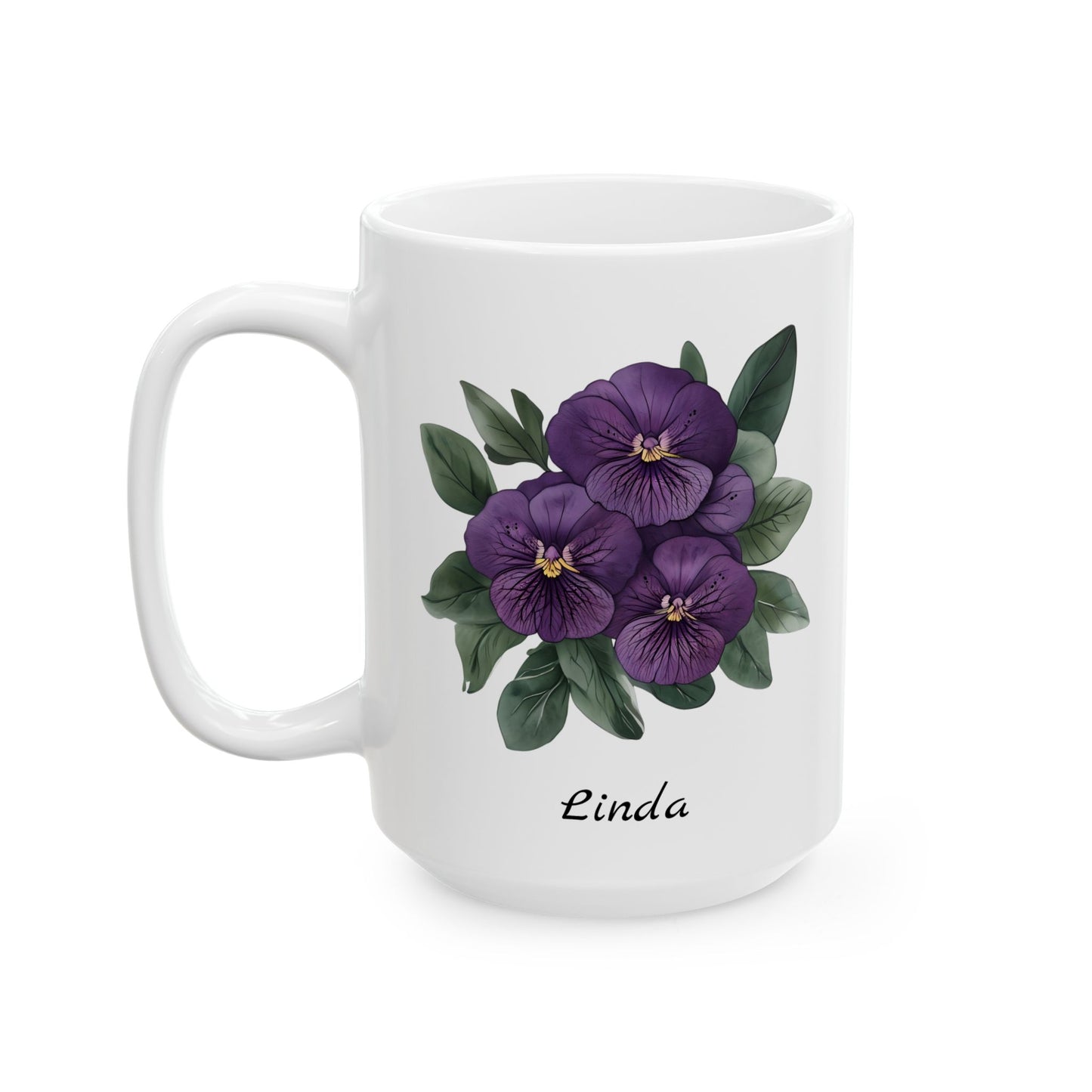 African Violet Birthday Month Mug, African Violet Mug, Violet Birth Flower, Customizable Mug, February Birthday Gift