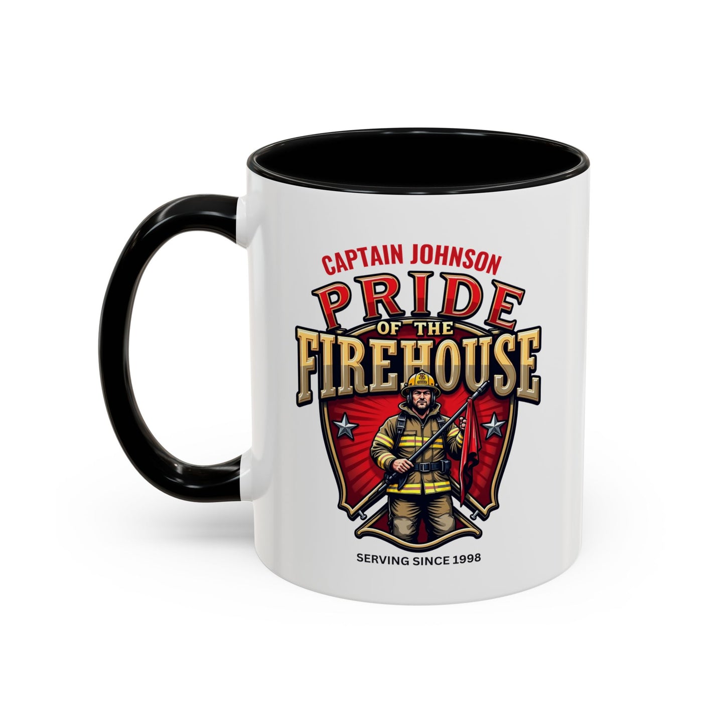 Personalized Pride of the Firehouse Shield Mug, Fire Department, Fire Fighter Gift, Firefighter Mug, Firefighter Dad Gift
