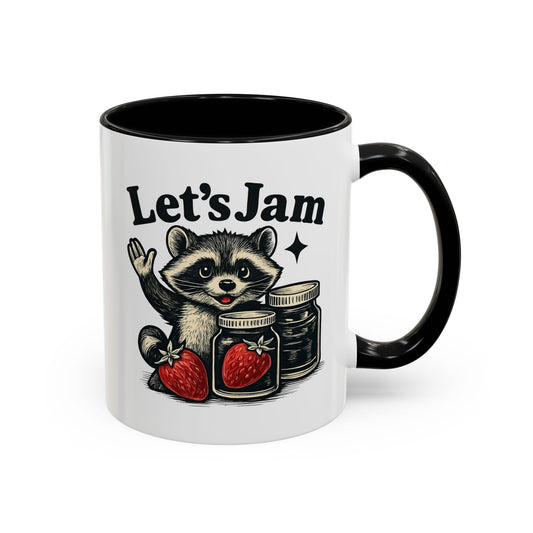 Let's Jam Raccoon Coffee Mug, Strawberry Mug, Cute Summer Mug, Raccoon Strawberry Mug, Funny Raccoon Mug, Trending Now