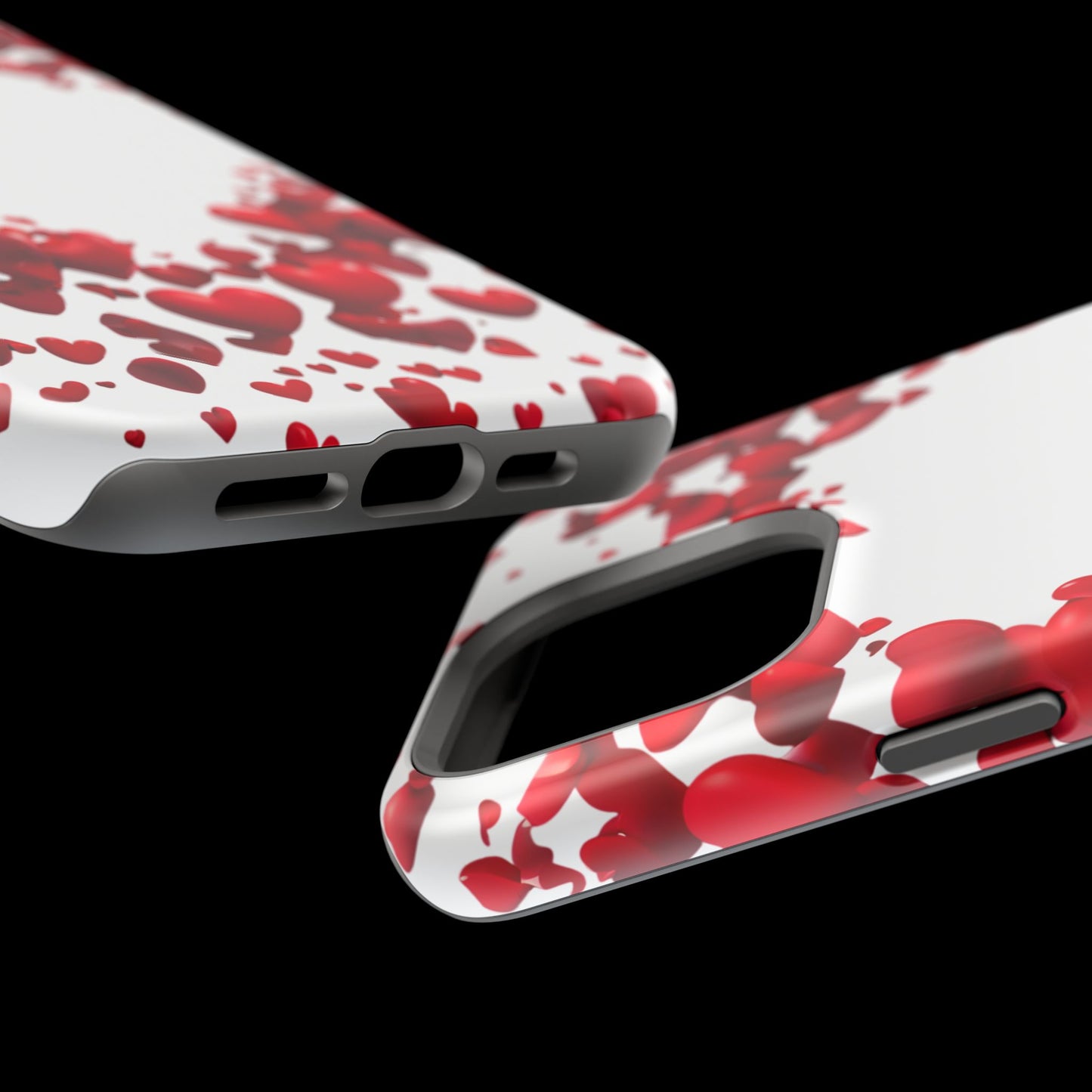 Heart-Shaped Heart Motif Magnetic Tough iPhone Case, Love Themed Phone Cover, Valentine's Day Gift,  Romantic Phone Case