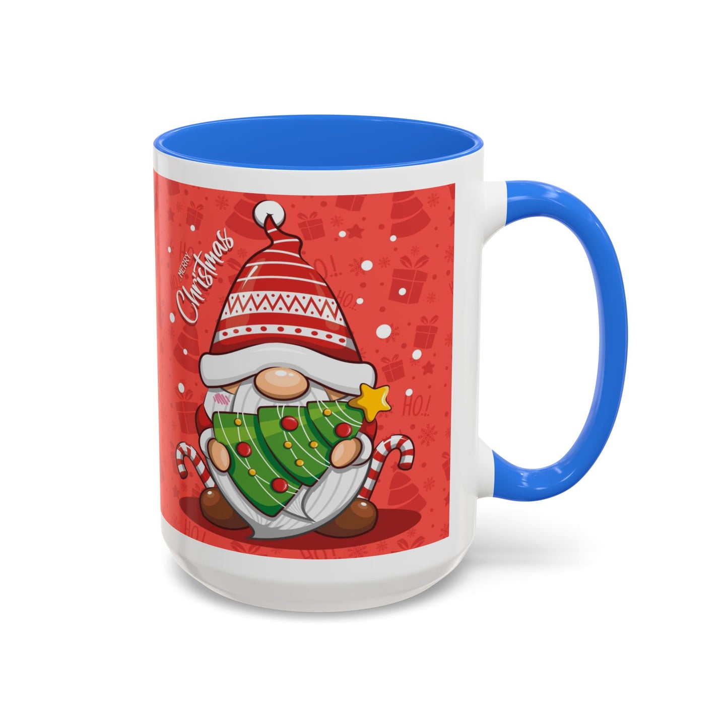 Christmas Tree Gnome, Red Christmas Gnome Mug with Tree and Candy Canes, Festive Holiday Coffee Cup, Cute Gnome Lover Gift, Winter Cocoa Mug, Christmas Kitchen Decor