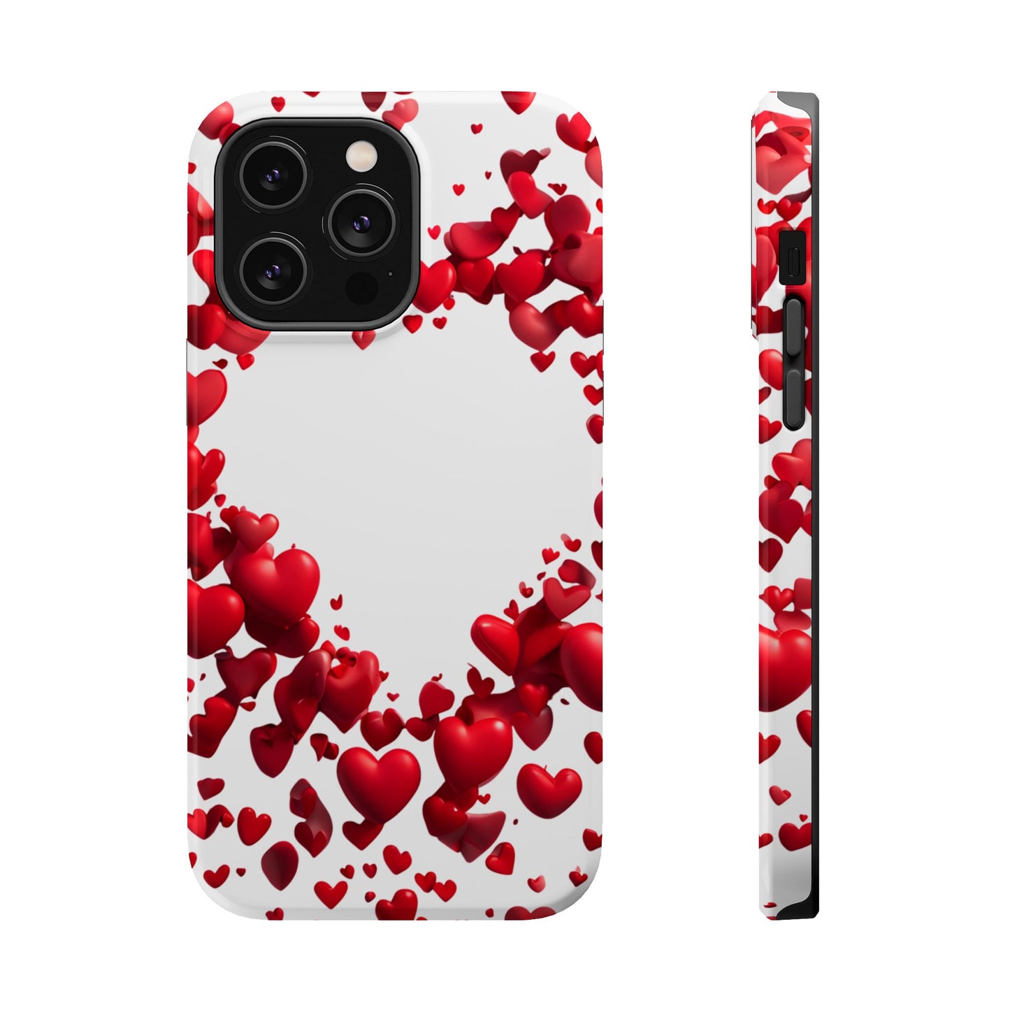 Heart-Shaped Heart Motif Magnetic Tough iPhone Case, Love Themed Phone Cover, Valentine's Day Gift,  Romantic Phone Case