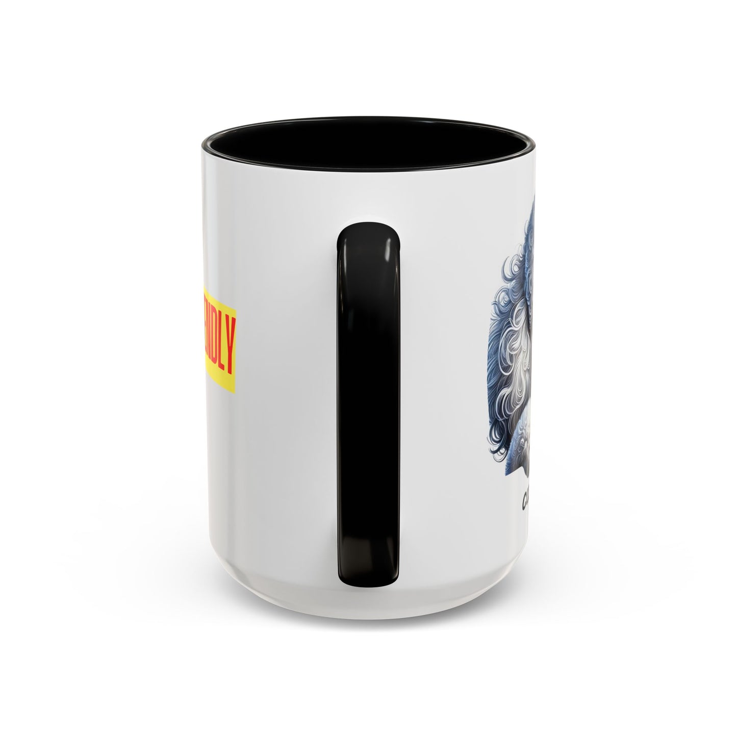 Funny Dog Lover Poodle Accent Mug - "Dog is Friendly, I am Not"