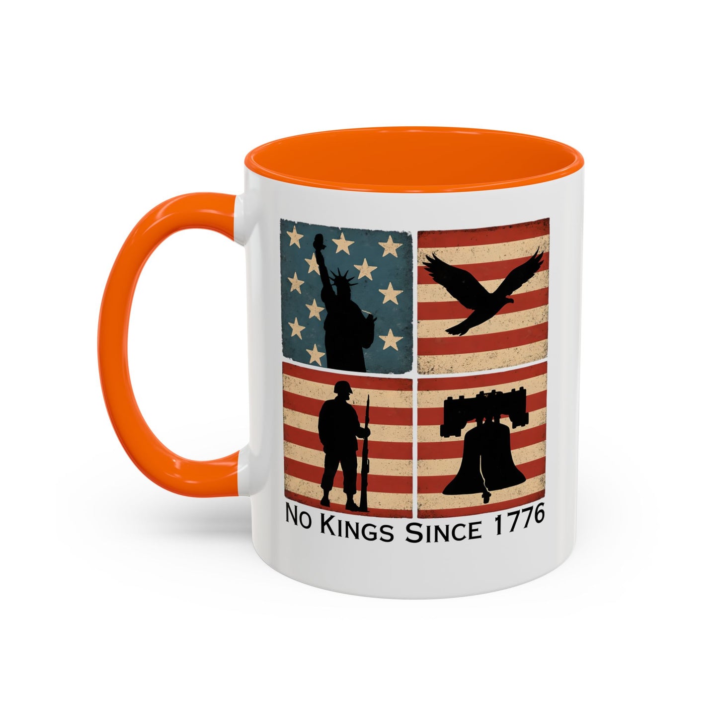 No Kings Since 1776 Coffee Mug, Fourth of July Gift, Retro American Flag Mug, Land of the Free, Military Veteran Gift
