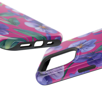 African Violet Floral Magnetic Tough Case, Summer Iphone Case, Wildflower Case, Flower Phone Cover, Stylish Phone Case