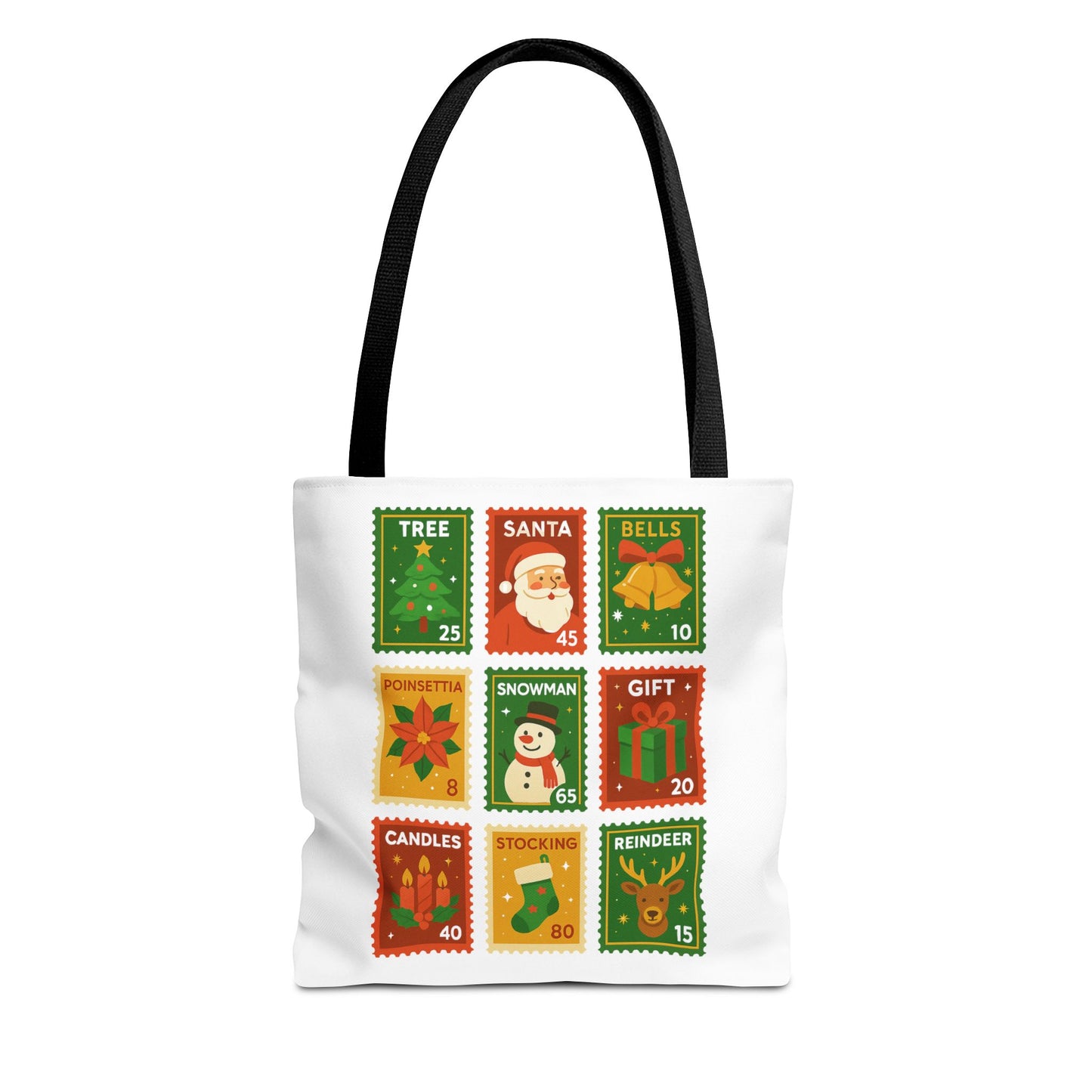 Festive Holiday Stamp Tote Bag, Xmas Gift Bag, Holiday Tote Bag, Custom Christmas Bag, Party Favor Gift Bag, Unique Gift Bag