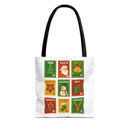 Festive Holiday Stamp Tote Bag, Xmas Gift Bag, Holiday Tote Bag, Custom Christmas Bag, Party Favor Gift Bag, Unique Gift Bag