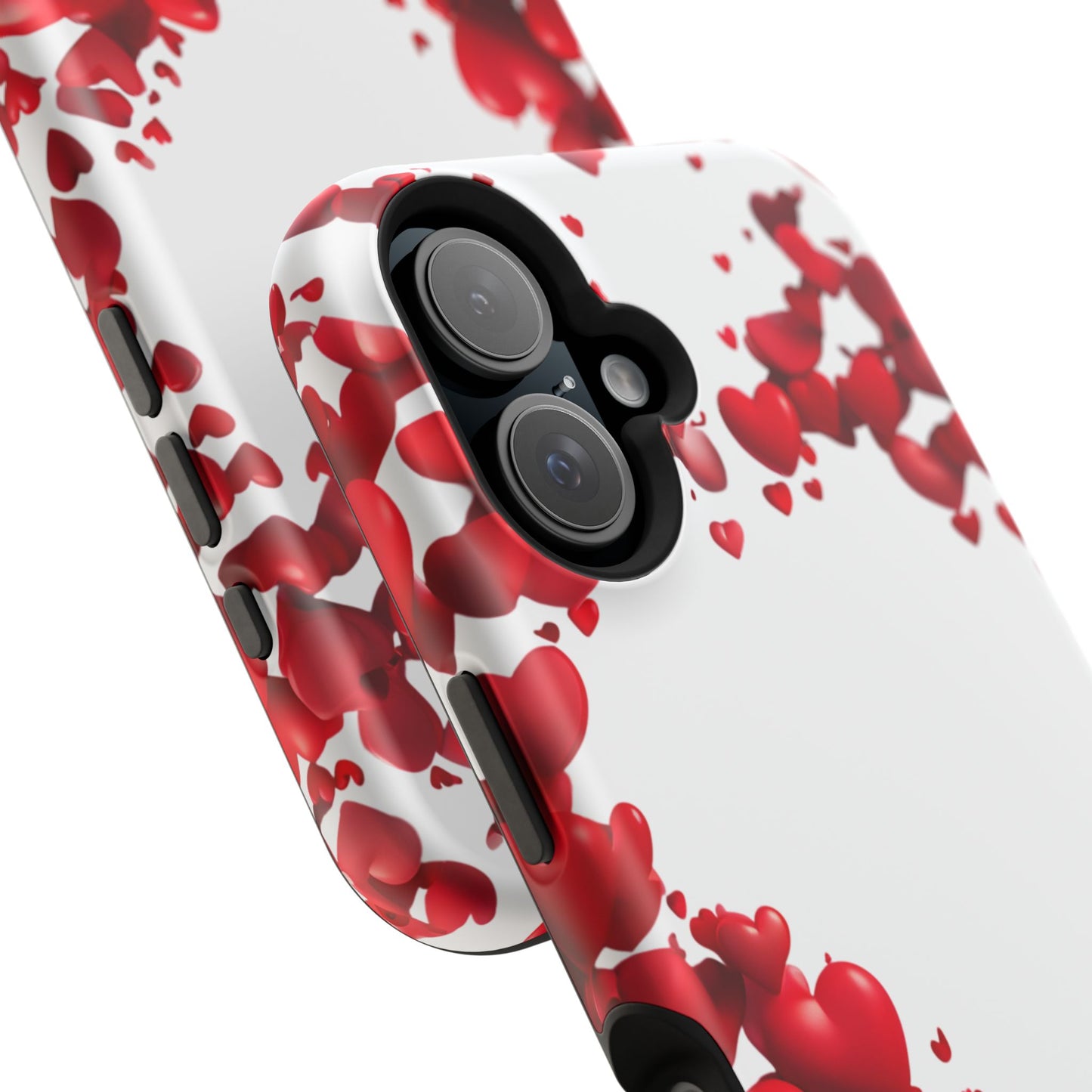 Heart-Shaped Heart Motif Magnetic Tough iPhone Case, Love Themed Phone Cover, Valentine's Day Gift,  Romantic Phone Case