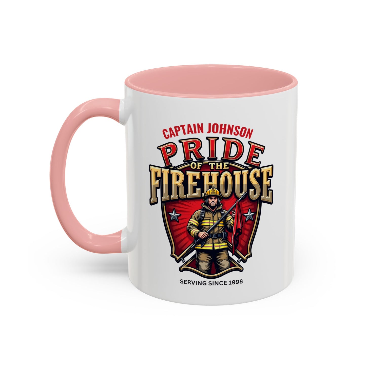 Personalized Pride of the Firehouse Shield Mug, Fire Department, Fire Fighter Gift, Firefighter Mug, Firefighter Dad Gift