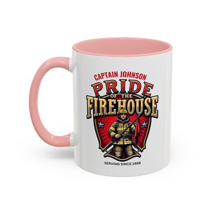 Personalized Pride of the Firehouse Shield Mug, Fire Department, Fire Fighter Gift, Firefighter Mug, Firefighter Dad Gift