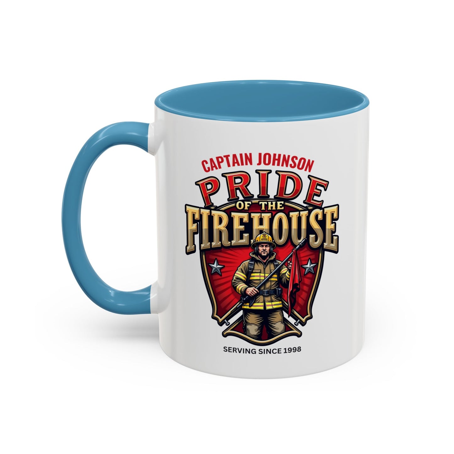 Personalized Pride of the Firehouse Shield Mug, Fire Department, Fire Fighter Gift, Firefighter Mug, Firefighter Dad Gift