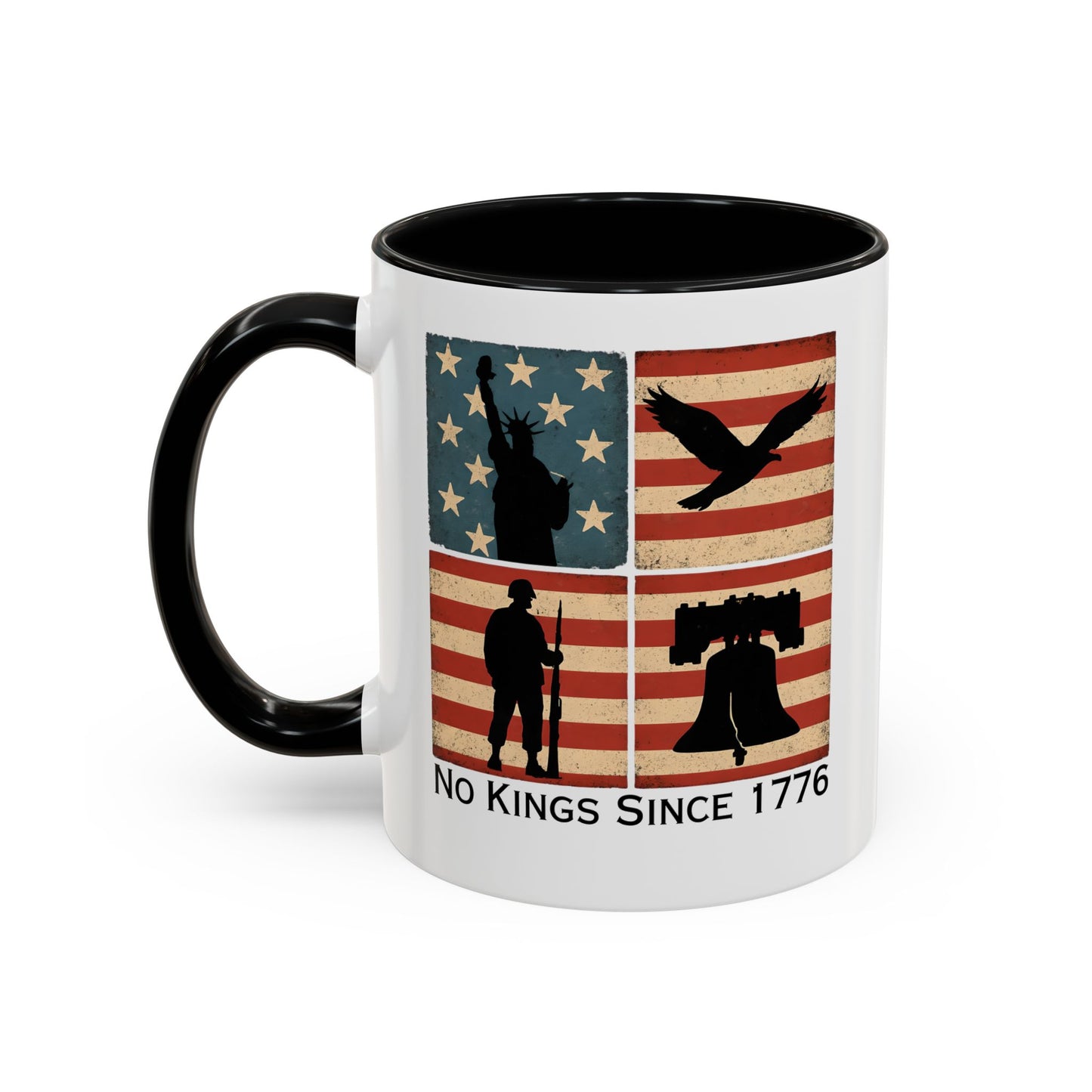 No Kings Since 1776 Coffee Mug, Fourth of July Gift, Retro American Flag Mug, Land of the Free, Military Veteran Gift