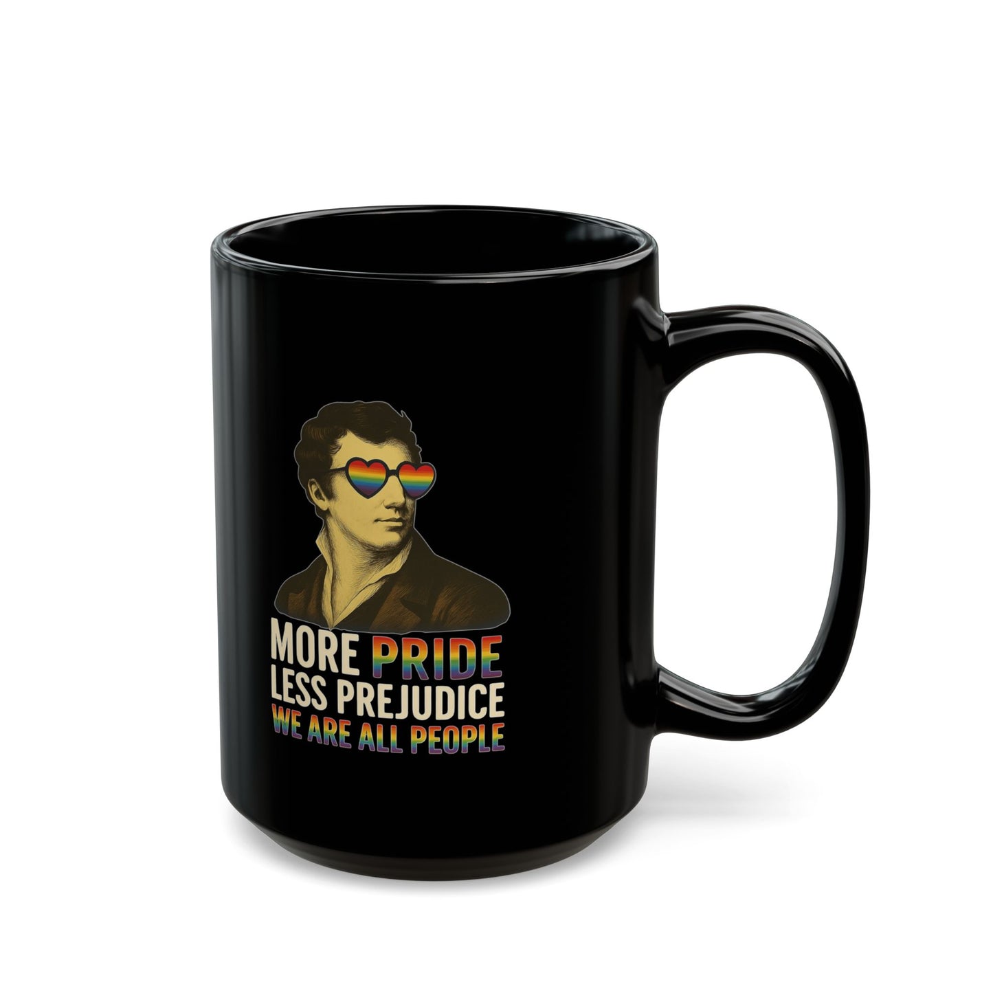 Pride Month Black Mug, More Pride Less Prejudice, 11oz & 15oz, LGBT Mug, Equal Rights Mug, Bisexual Queer Mug