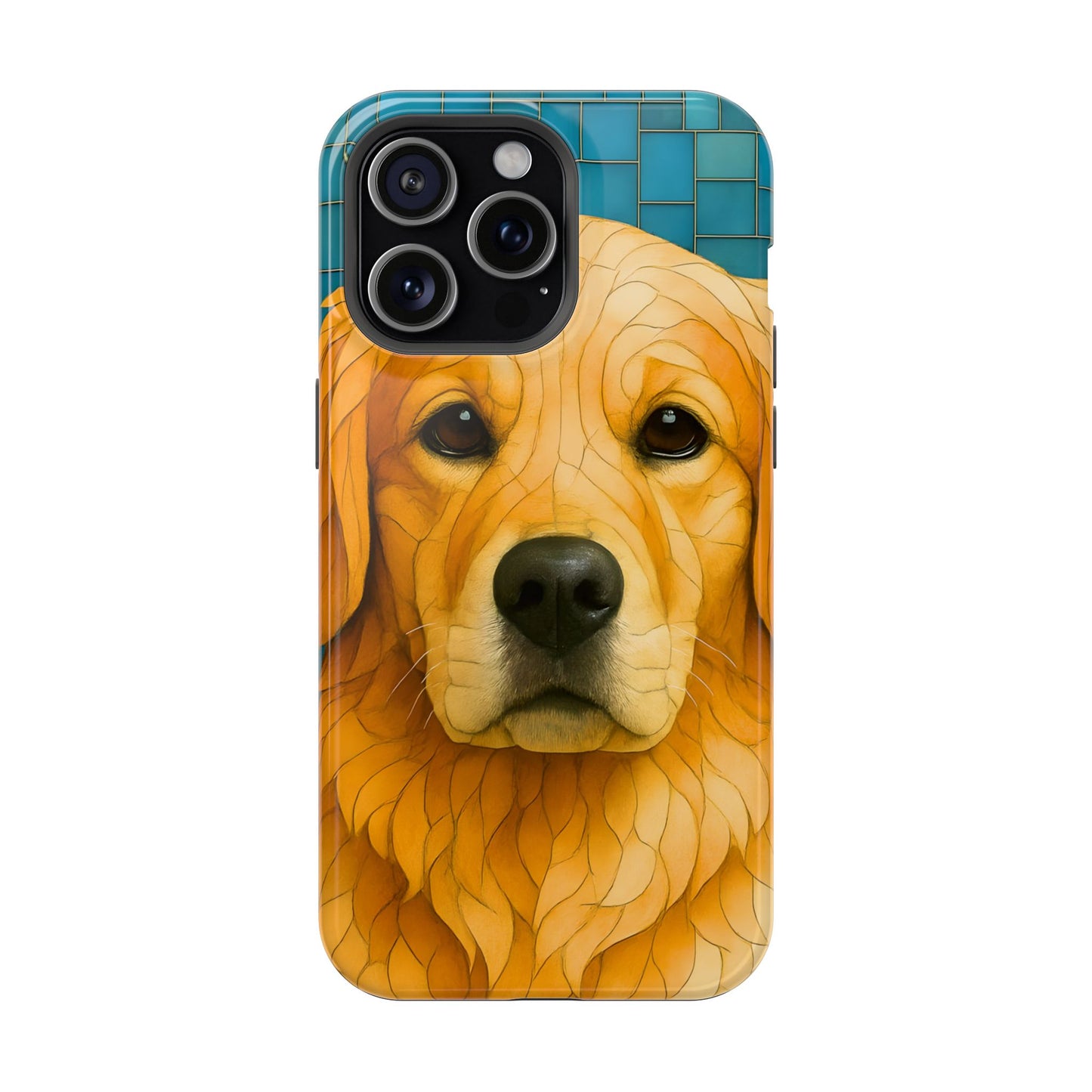 Golden Retriever Mosaic Phone Case, Dog Lover Gift, Protective iPhone Cover, Unique Pet Art, Animal Pattern Case