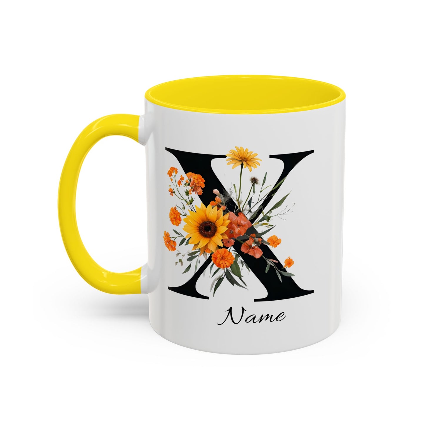 Personalized Floral Monogram - Letter X - Elegant Accent Coffee Mug – Personalized Mothers Day Gift