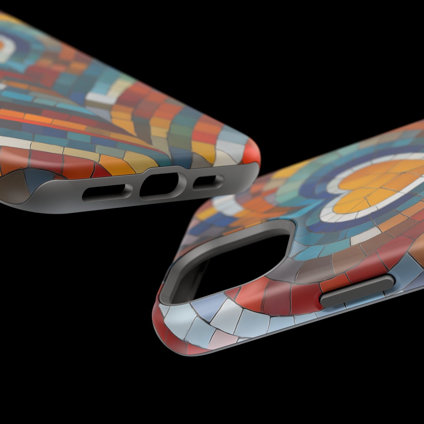 Magnetic Heart Mosaic iPhone Case, Faux Stained Glass, Trendy Phone Cover, Artistic Phone Case, Wireless Charging