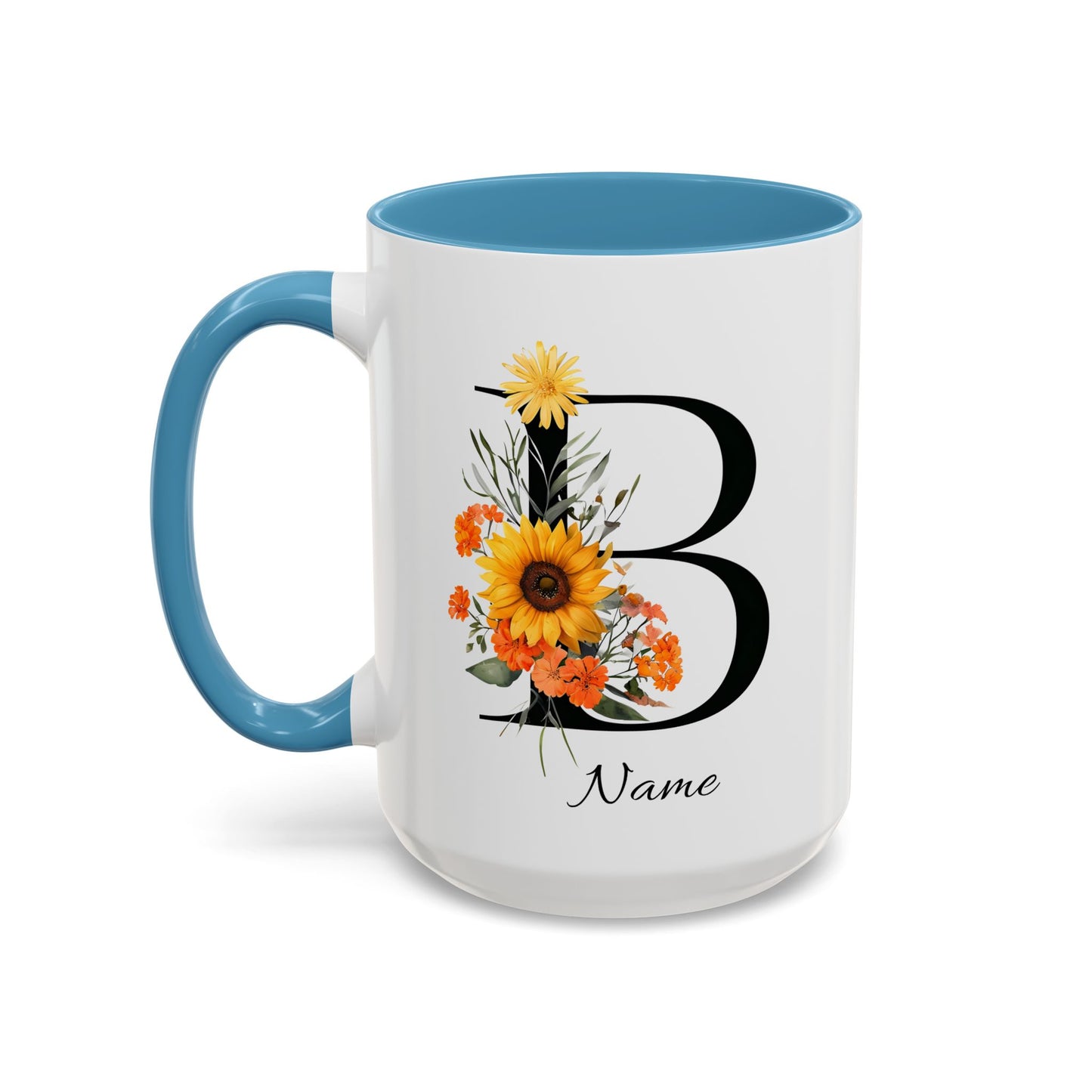 Personalized Floral Monogram - Letter B - Elegant Accent Coffee Mug – Personalized Mothers Day Gift