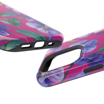 African Violet Floral Magnetic Tough Case, Summer Iphone Case, Wildflower Case, Flower Phone Cover, Stylish Phone Case