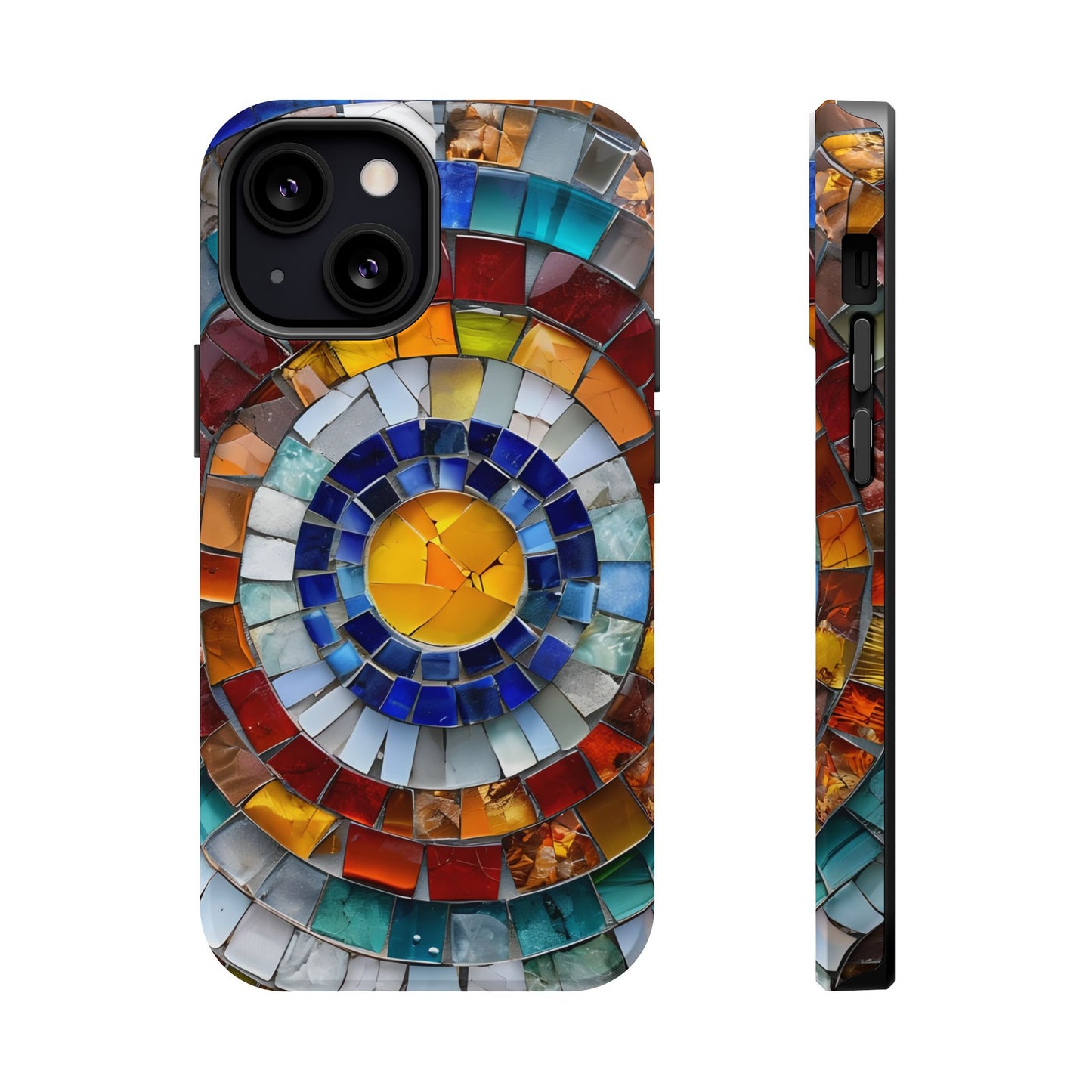 Magnetic Mosaic Phone Case, Trendy iPhone Case, Unique Design, Faux Stained Glass, Custom Phone Cover, Wireless Charging