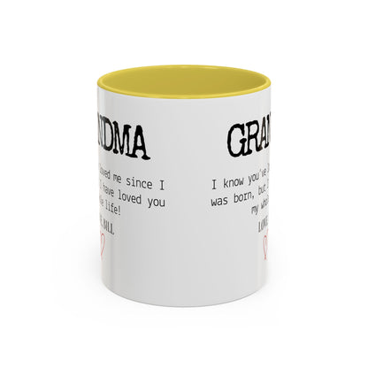 Personalized Grandma Mug, Gift from Grandchild, Custom Message Coffee Cup, Grandma Birthday Gift, Mother’s Day Mug, Sentimental Gift for Grandma