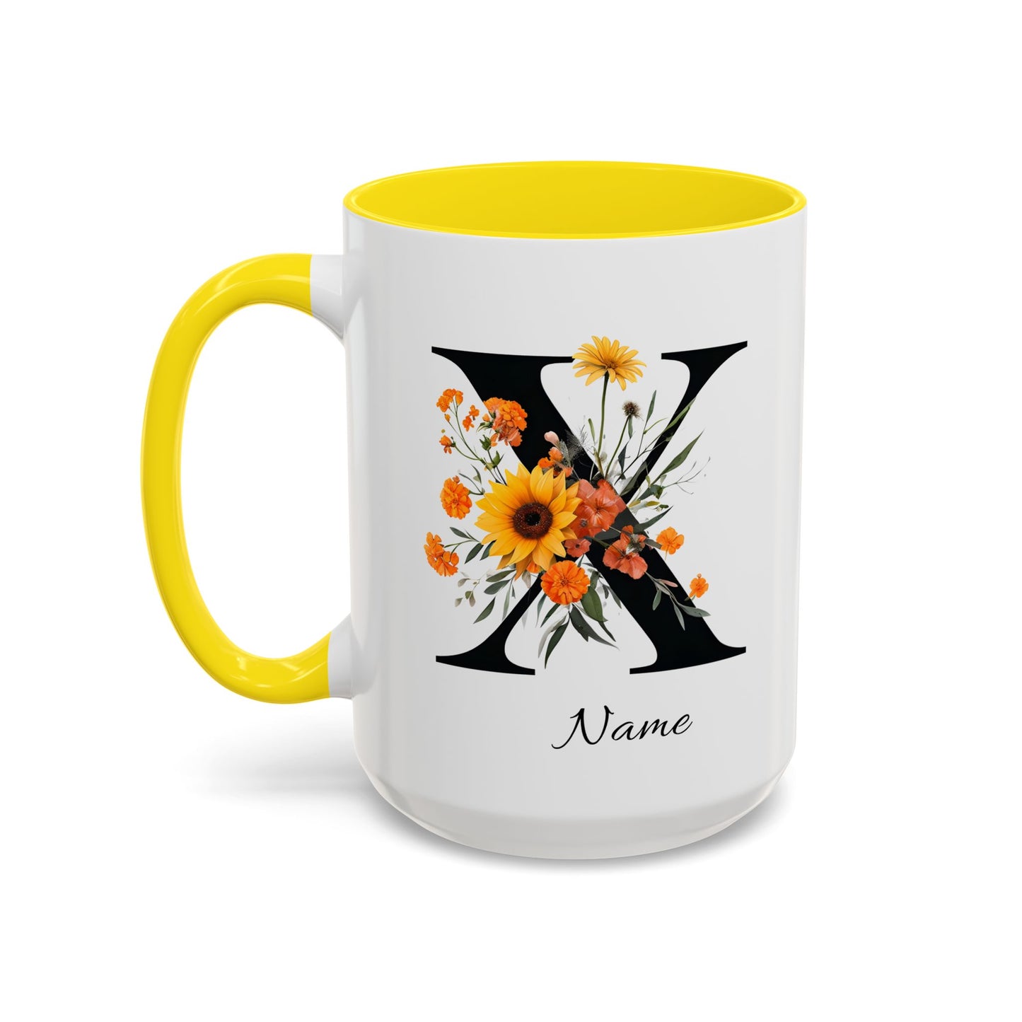 Personalized Floral Monogram - Letter X - Elegant Accent Coffee Mug – Personalized Mothers Day Gift