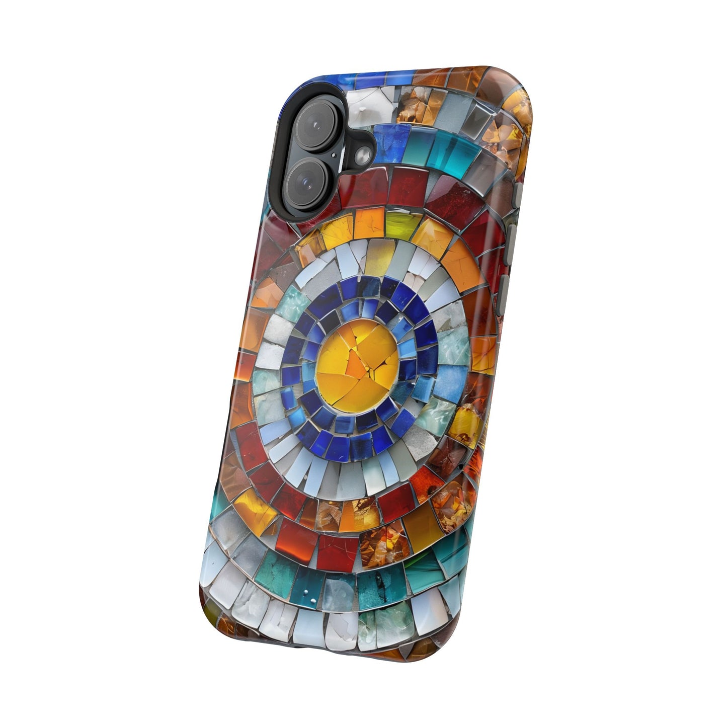 Magnetic Mosaic Phone Case, Trendy iPhone Case, Unique Design, Faux Stained Glass, Custom Phone Cover, Wireless Charging