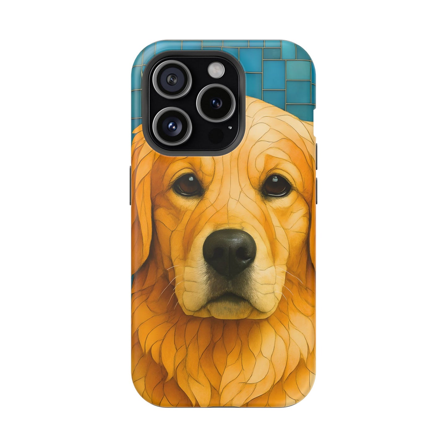 Golden Retriever Mosaic Phone Case, Dog Lover Gift, Protective iPhone Cover, Unique Pet Art, Animal Pattern Case