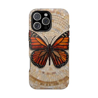 Monarch Butterfly Mosaic iPhone Case, Orange Butterfly Case, Artistic Phone Cover, Trendy iPhone Case, Wireless Charging Cover