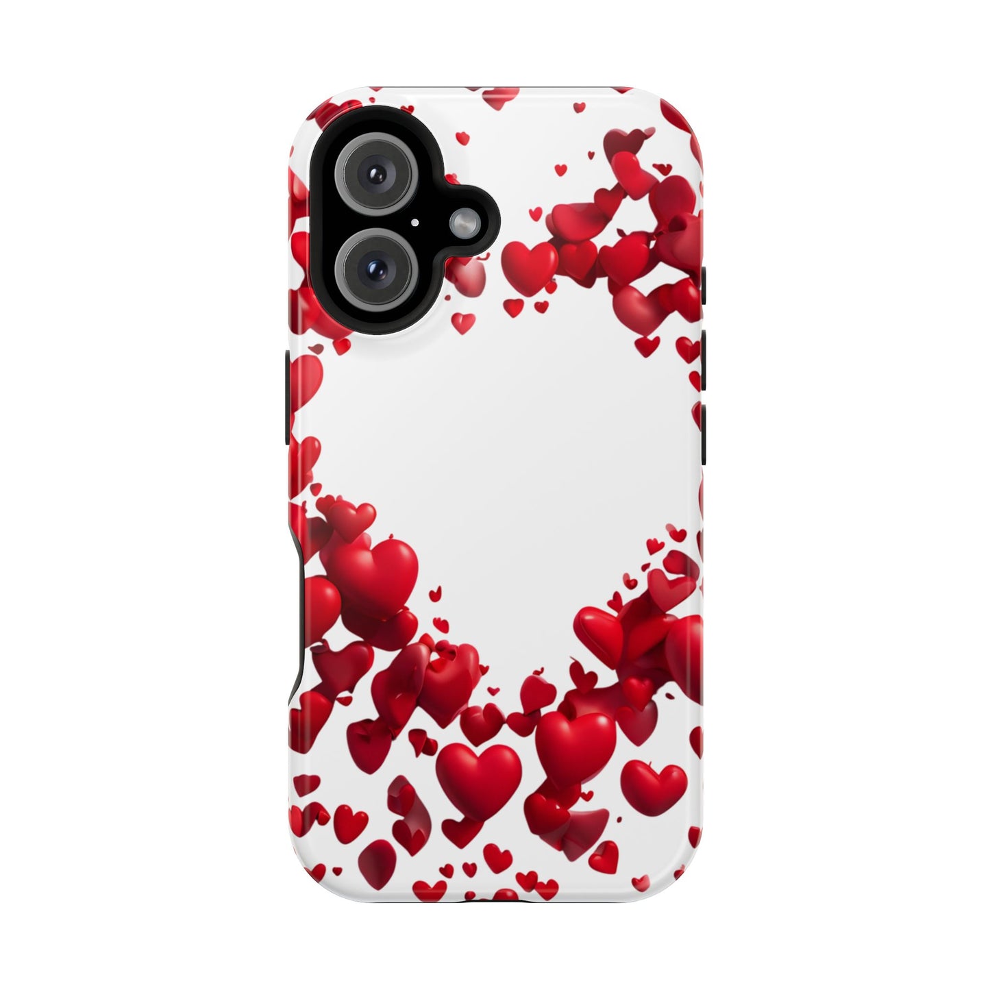 Heart-Shaped Heart Motif Magnetic Tough iPhone Case, Love Themed Phone Cover, Valentine's Day Gift,  Romantic Phone Case